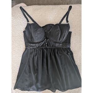 Torrid Curve Black Lace & Mesh Harness Waist Underwire Babydoll SIZE 2